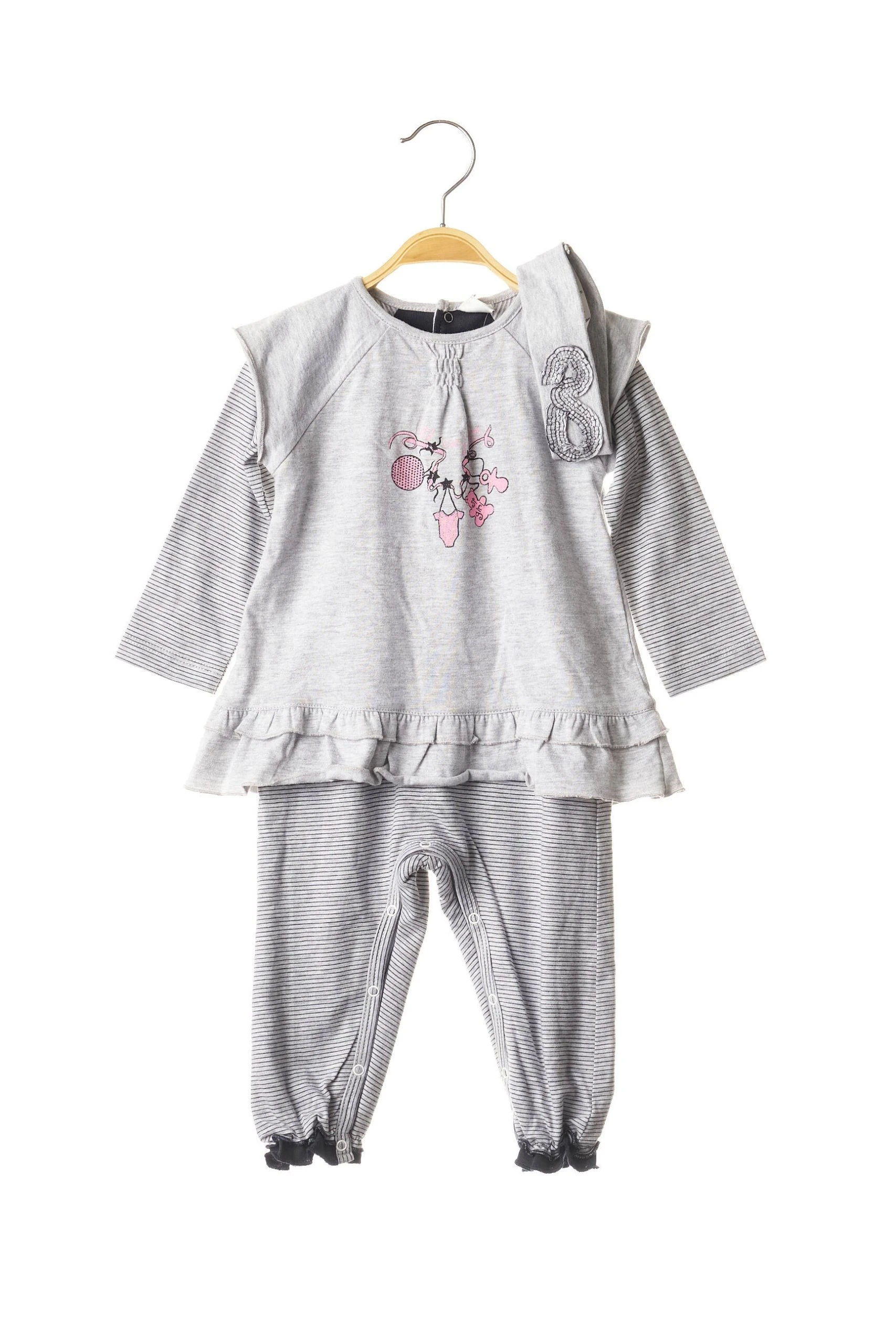 3 Pommes Combinaisons 1 Fille Couleur Gris