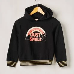 Only Sweat Capuche Fille Couleur Noir